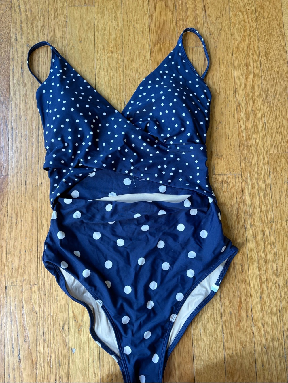 summersalt Navy and White Polka Dot The Sea Breeze Cutout One-Piece